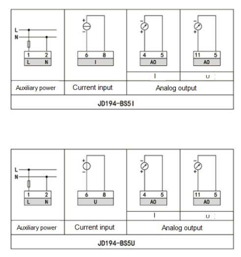 Single-phase AC/DC Electrical Transducer Typical Wiring 2